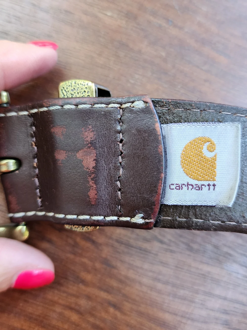 🔥Carhartt Men's Brown Leather Jean Belt Brass Buckle 52 From Keeper🔥